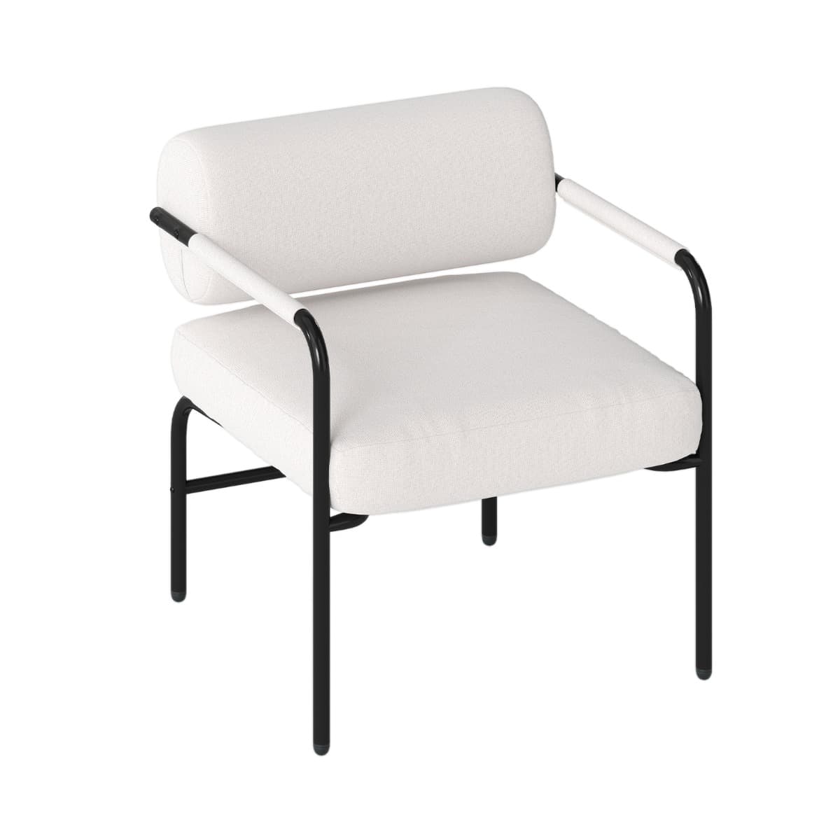 CostwayFauteuil de Loisirs Moderne Fauteuil d'Appoint Rembourré en Velours avec Dossier Cylindrique et Accoudoirs en Métal Blanc